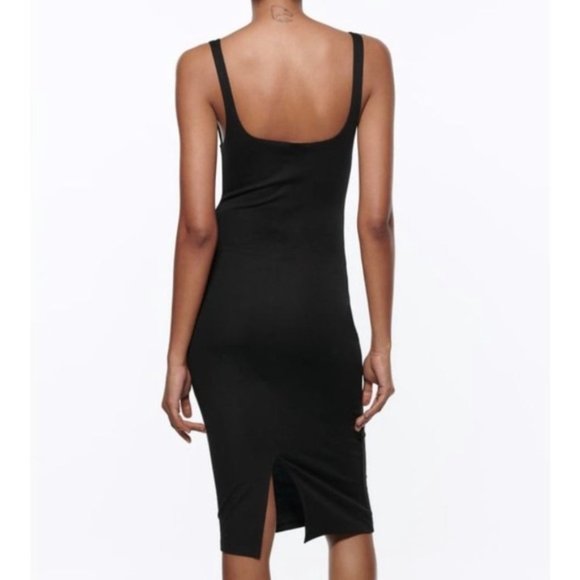 Zara Body-con Black Midi Dress - Picture 2 of 5